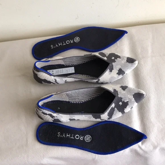Rothy’s Size 7.5 The Point retired print Ash grey camo pointed toe flat shoe - Picture 9 of 13